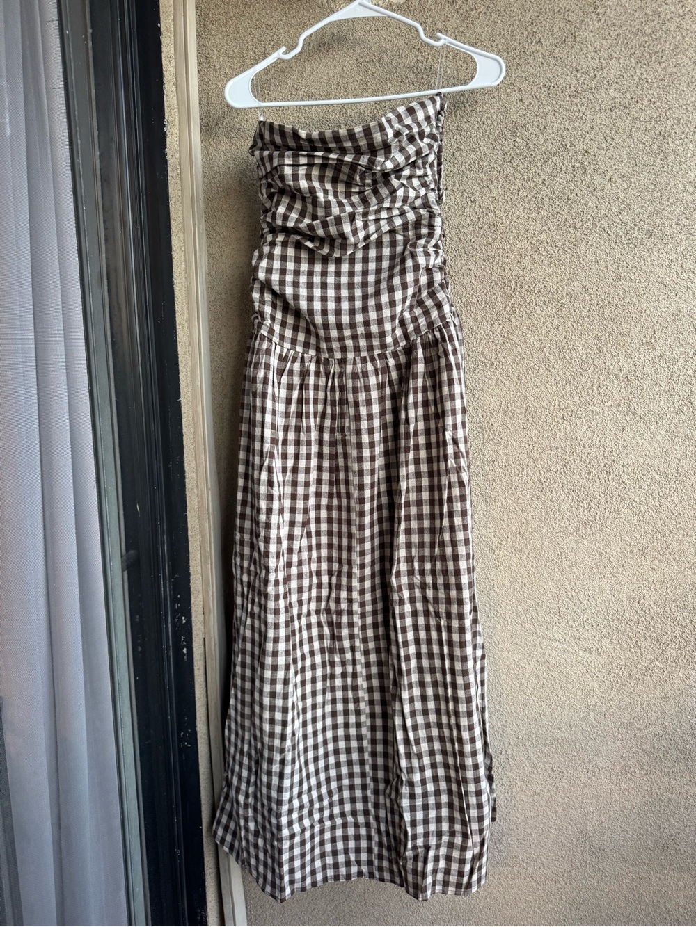 Peppermayo Carmel Maxi Dress Strapless Brown Gingham - Picture 4 of 8